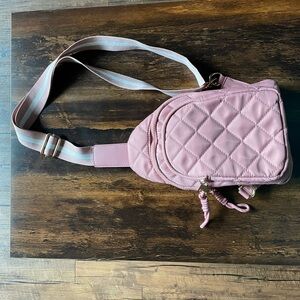 Pink Quilted Crossbody Bag